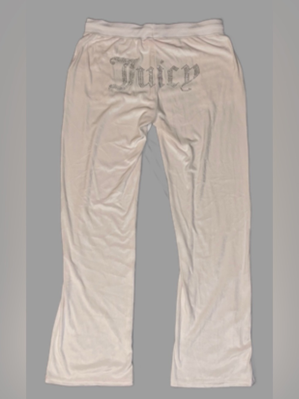 Juicy Couture Cream Velour Rhinestone Logo Track Pants